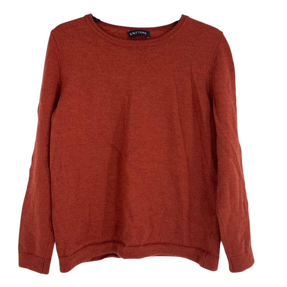 Womens Rust Red Knittons Extra Fine Merino Wool Sweater XL Classic casual stretc